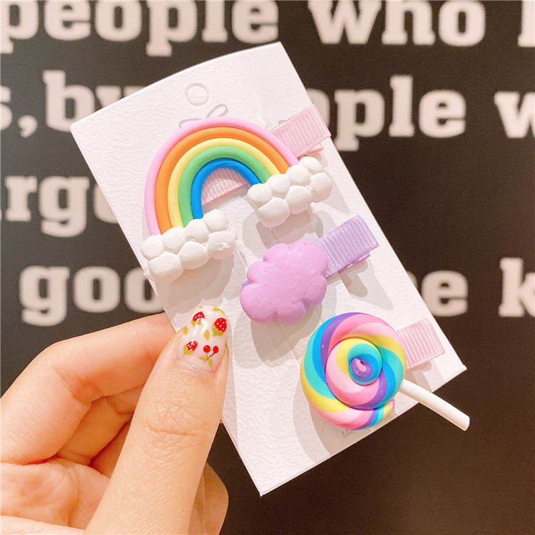 Wholesale Children's Flower Side Clip Colorful Cute Princess Candy Color Hair Clips